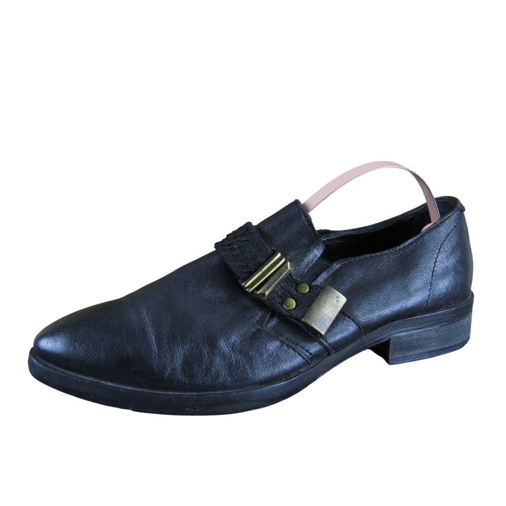 KBR Women's Black Leather Pointed Toe Low Heel‎ Slip-On Booties Size 35.5 Euro